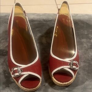Naturalizer Red Wedges with White Trim